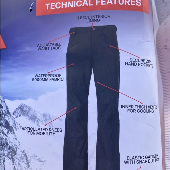 Gerry Men’s M Black Snow Pants 4-Way Stretch Fleece Lined Waterproof winter snow - Picture 4 of 14